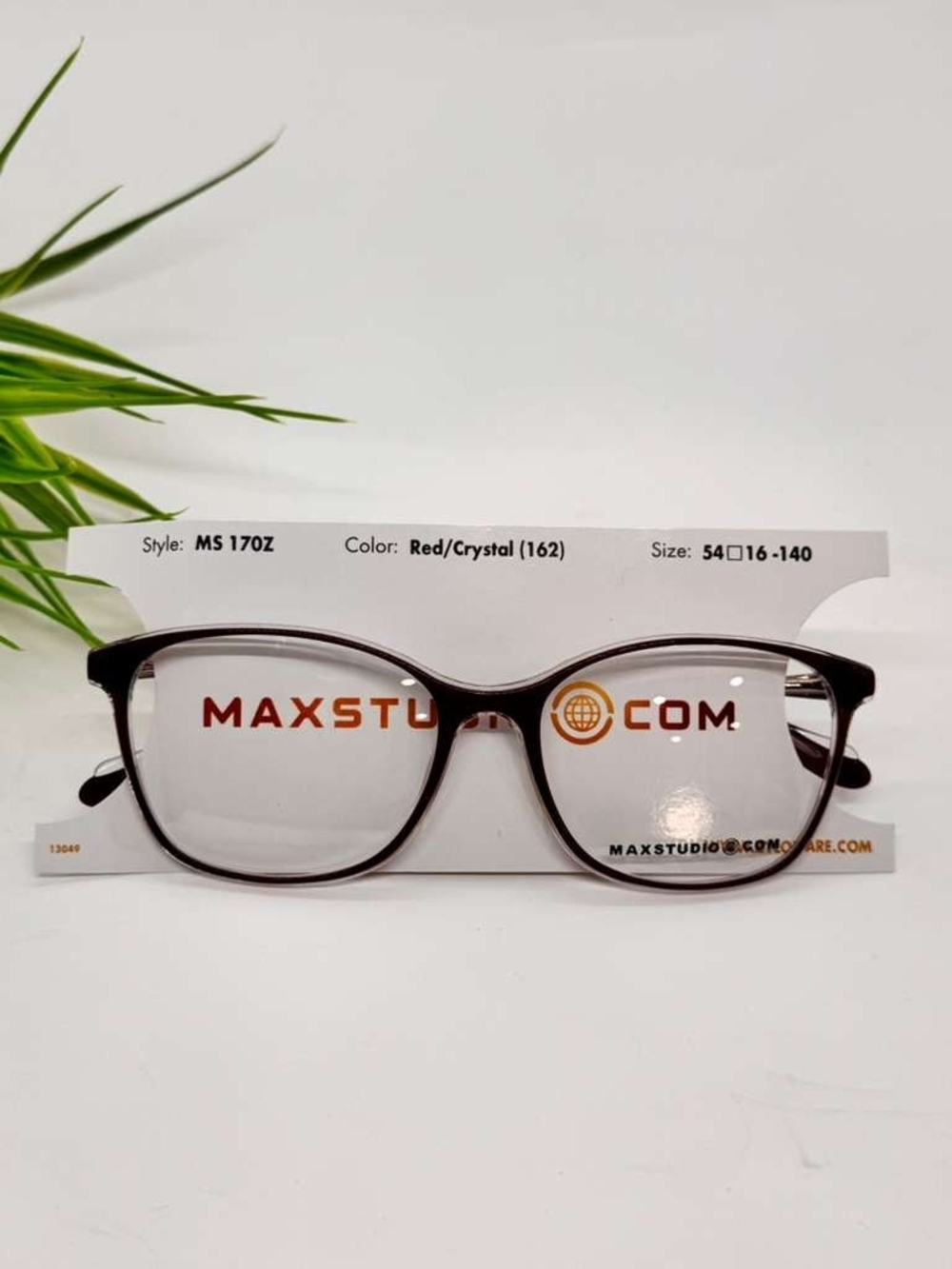 Max Studio 170 Z Red and Crystal Round Full-Rim Glasses/W54 16-140